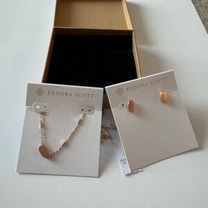 Kendra Scott Rose Gold Necklace and Earrings Set NWT